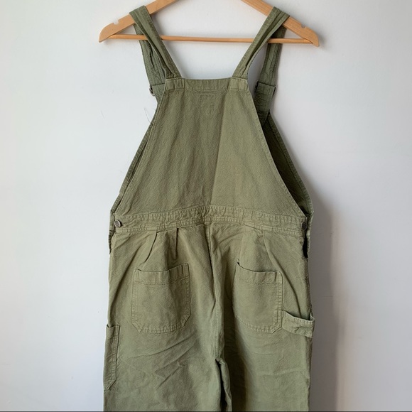 VINTAGE | Floral Embroidered Daisy Oversized Green Denim 100% Cotton Overalls - Picture 8 of 12